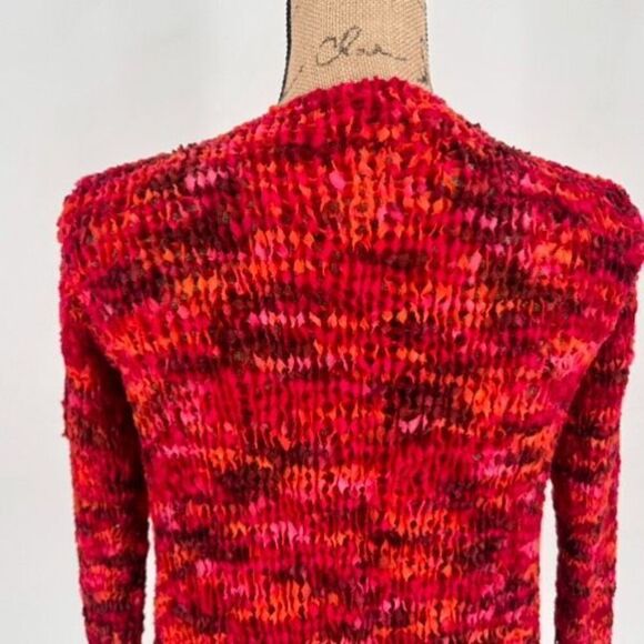 Hand Knit Handmade Loose Knit Colorful Front Tie Cardigan Boho Hippie Y2K Medium - Picture 7 of 12